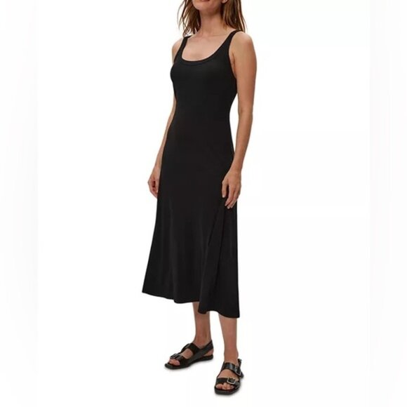 Michael Stars Black Celine Rib Midi Dress Size Large NWT - Picture 1 of 8